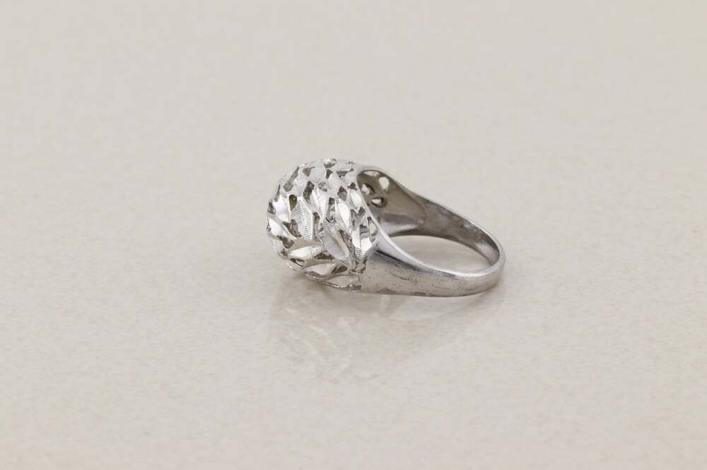Sterling Silver Textured Diamond Cut Dome Ring Size 10 - Picture 7 of 9